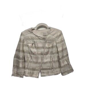 White house black market Blazer Jacket Ecru Natural size 8 Trophy Wife‎ EUC